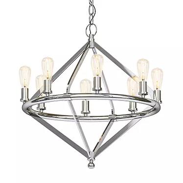 Archer Nickel Chandelier: Elegant Lighting 3D model image 1 