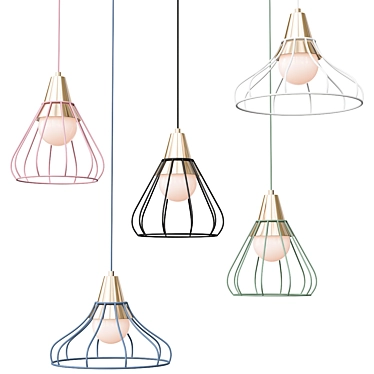 Sleek Grid4 Pendant Lighting 3D model image 1 