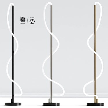 Gold Spiral LED Floor Lamp 3D model image 1 