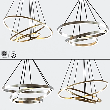 Sleek Ring Pendant Lights 3D model image 1 