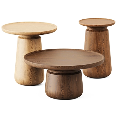 Stylish Wooden Altana Coffee Tables 3D model image 1 