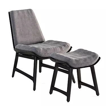 Vintage Weathered Oak Chair: Dark Grey Elegance 3D model image 1 