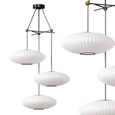 Modern Triple Bubble Pendant Lamps 3D model image 1 