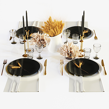 Title: Elegant 4-Person Dining Set 3D model image 1 