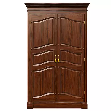 Rustic Wooden Wardrobe 3D model image 1 