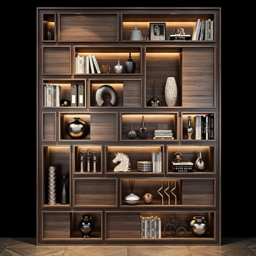 Modern Solid Wood Cabinet 3D model image 1 