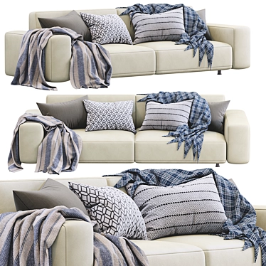 Luxury Cross Leather Sofa 3D model image 1 