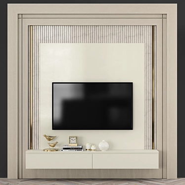 Modern TV Wall Set with 50" TV 3D model image 1 