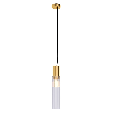 Elegant Brass and Glass Suspension Light 3D model image 1 