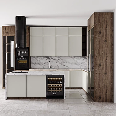 Modern Kitchen Set: 2015, 420x110x288 cm 3D model image 1 