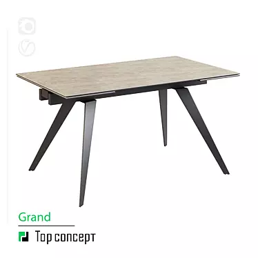 Grant Folding Table (160+80) - Metal Frame, Spanish Ceramic Top 3D model image 1 