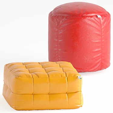 Luxury Leather Pouf 3D model image 1 