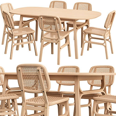 Voxlöv Bamboo Dining Set - 180x90cm 3D model image 1 