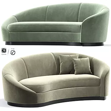 Elegant Curved Sofa by Donghia 3D model image 1 