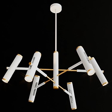 Duplex 12-Light Pendant in White with Gold Trim - Favourite 3D model image 1 
