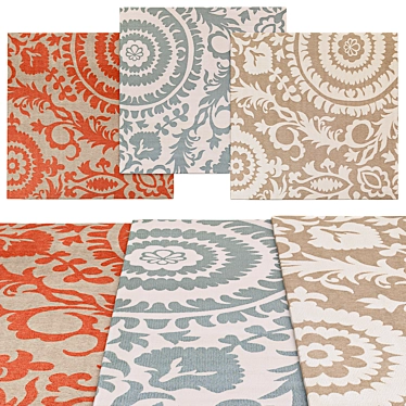 Stylish Square Rugs in Various Sizes 3D model image 1 