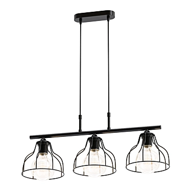 Elegant Black Pendant Chandelier 3D model image 1 