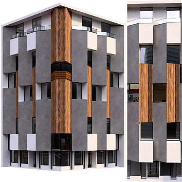 9 Floor Residential Building with Shops 3D model image 1 