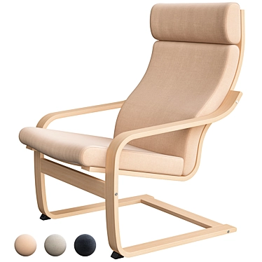 Poäng Birch Armchair: Stylish and Comfortable 3D model image 1 