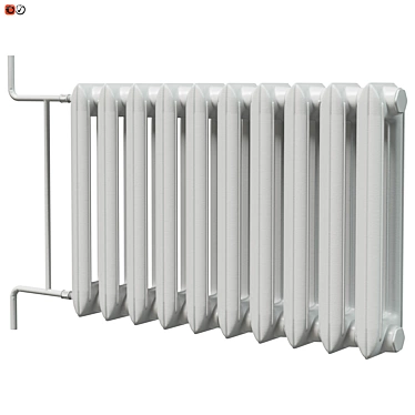 Antique White Cast Iron Radiator 3D model image 1 