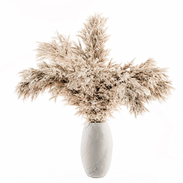 Stone Rock Vase with Dried Plants 3D model image 1 