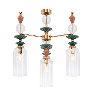 Elegant Iris Glass Chandelier 3D model image 1 