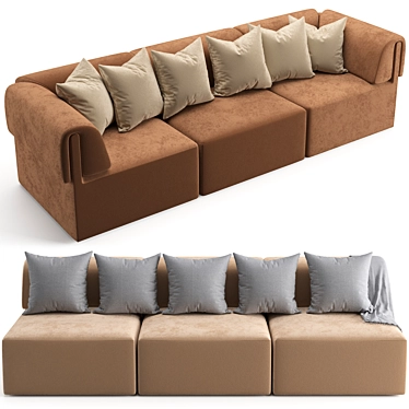 Gubi Wonder Sofa 3-Seater: Versatile Comfort in Style 3D model image 1 