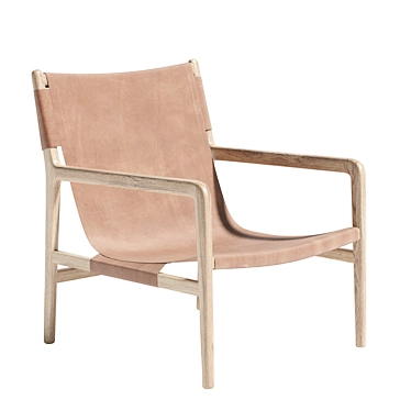 Sleek Leather Sling Lounge Chair 3D model image 1 