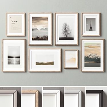 Versatile 8-Piece Picture Frames Set 3D model image 1 