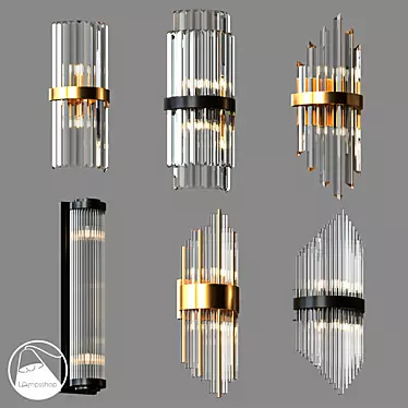 Elegant Gold Glass Stick Sconce 3D model image 1 