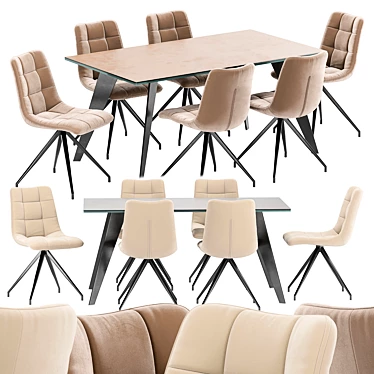 Luxury Dining Set: Sedia Diamond Chair & Nack Table 3D model image 1 