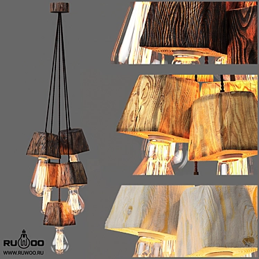 Querk_05 Handcrafted Wood Pendant Light 3D model image 1 