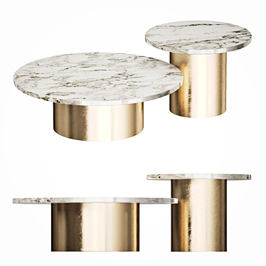 Elegant Marble and Brass Coffee Table 3D model image 1 