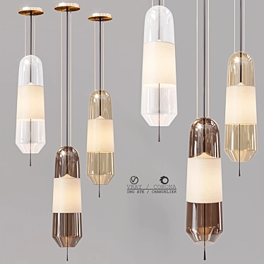 Elegant ATE Chandelier: Detailed & Versatile 3D model image 1 