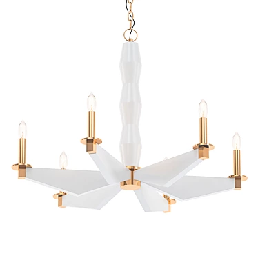 Elegant Alabaster Brass Chandelier 3D model image 1 