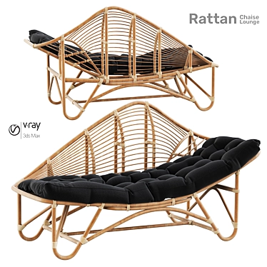 Positano Rattan Chaise Lounge 3D model image 1 