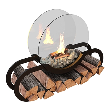 Sigma Max 2: Stylish Steel-Framed Fireplace 3D model image 1 