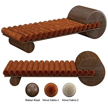 Mezzo Francis Bench - Classy Walnut & Silk 3D model image 1 