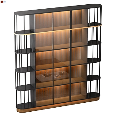 Elegant Glass Door Shelving 3D model image 1 