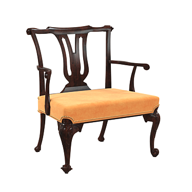 Elegant Queen Anne Armchair 3D model image 1 