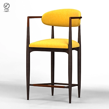 Sleek Metal and Fabric Jagger Barstool 3D model image 1 