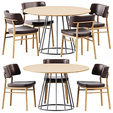 Stylish Illa Table and Marlen Chair 3D model image 1 