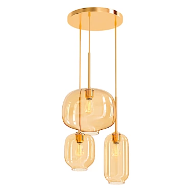 Modern Amber Glass Pendant Light 3D model image 1 