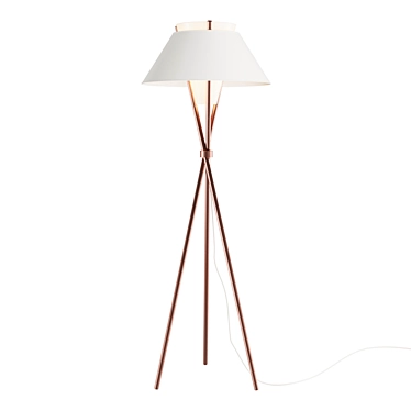 3-Upright Floor Lamp with Textile Shade 3D model image 1 