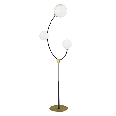 Curved Metal Floor Lamp with Glass Shades 3D model image 1 