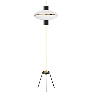  Sleek Tripod Floor Lamp with Glass Shade 3D model image 1 