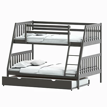 Sleek Lila Bunk Bed with Trundle 3D model image 1 