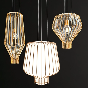 Sleek Glass Pendant Lights: SAYA Collection 3D model image 1 