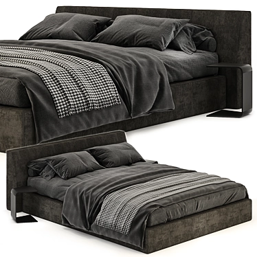 Contemporary Gray Bed: Minimalistic Design, High Quality 3D model image 1 
