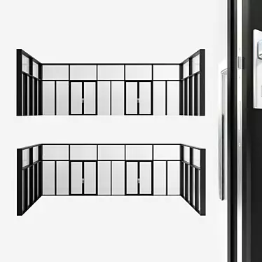 Panoramic Glazing Door Set 3D model image 1 